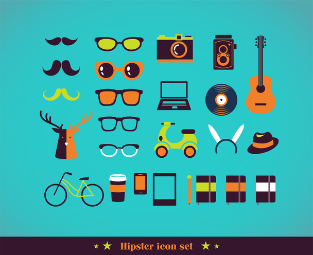 Hipster concept icon set - Vector, Image