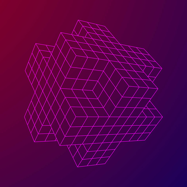 Wireframe Necker Cube - Вектор, зображення