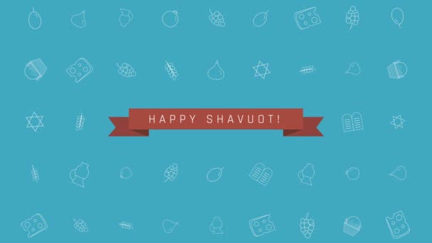 Shavuot tatil düz tasarım animasyon ve arka plan geleneksel anahat simgesini simgeleri İngilizce metin - Video, Çekim