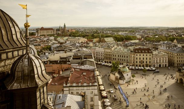 Panorama of Krakow main market square, Poland - Fotoğraf, Görsel