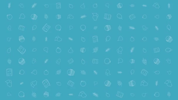 Shavuot vacances plat fond d'animation de conception avec des symboles d'icône de contour traditionnels
 - Séquence, vidéo