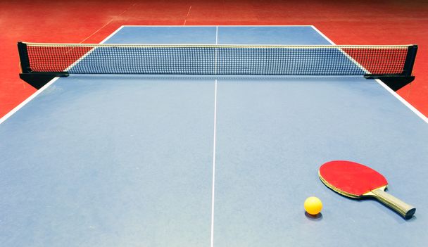 Equipment for table tennis - racket, ball, table - Fotoğraf, Görsel