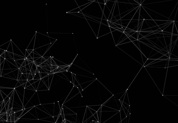 ドットと線で構成される多角形神経叢図形と抽象的な未来的な背景。3 d イラストレーション - 写真・画像