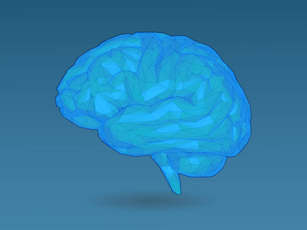 Triangle polygonal blue brain illustration - Vector, Image