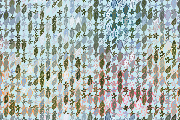 Цветные листья и цветы иллюстрации фона, ручной работы. Кре
 - Вектор,изображение