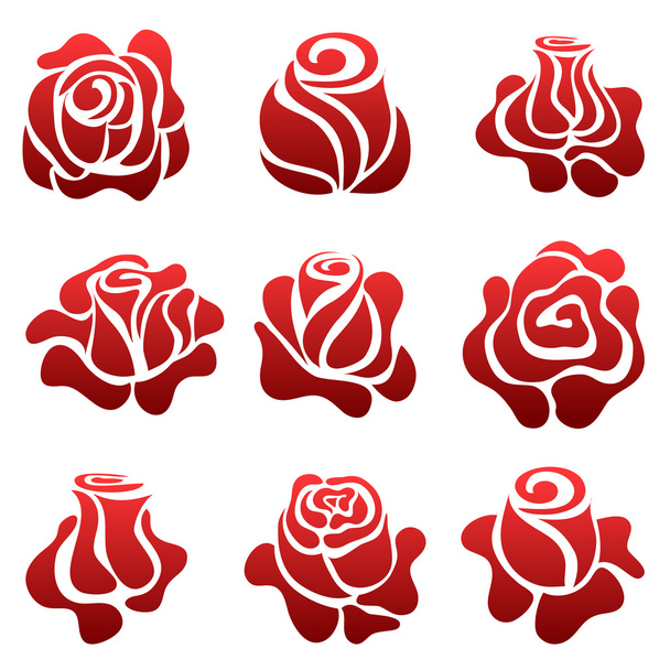 sada růže symbolů - Vektor, obrázek