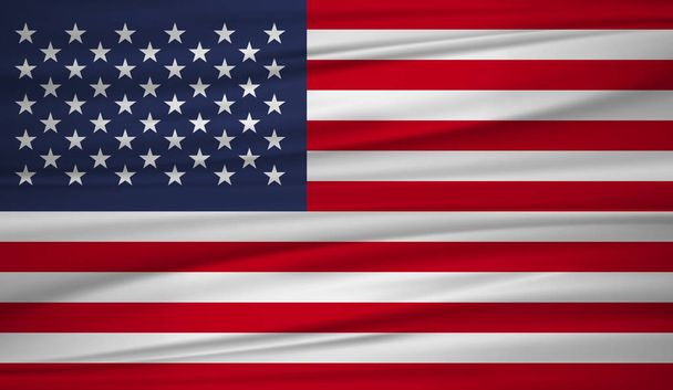 Флагманский вектор США. Векторный флаг США на ветру. EPS 10
. - Вектор,изображение