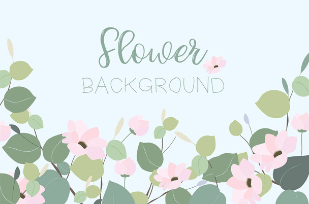 Cartão de saudação rosa e verde natural com flor e folha
 - Vetor, Imagem