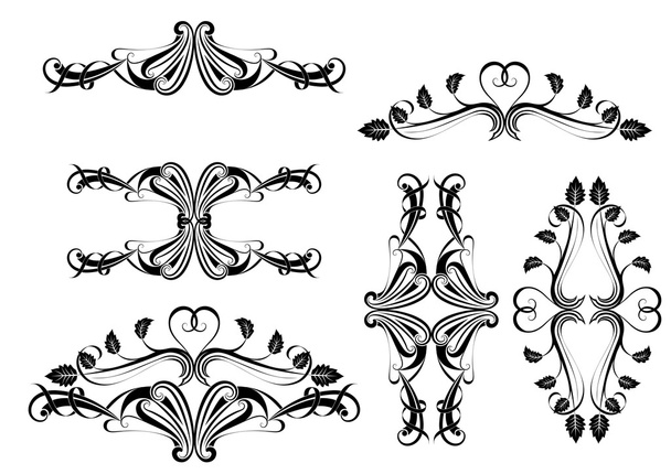 Black and white calligraphic design element. - Vecteur, image