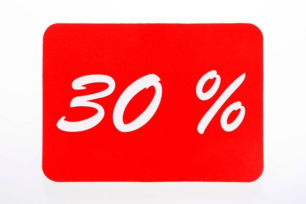 30 percent off shopping tag icon in red - Photo, Image