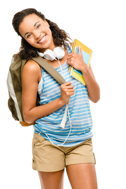 Happy mixed race woman student going back to school - Fotó, kép