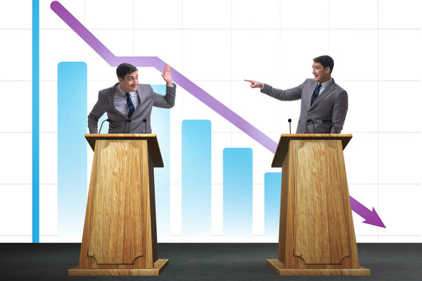 Man businessman making speech at rostrum in business concept - Photo, Image