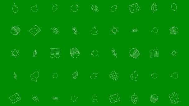 Shavuot holiday flat design animation background with traditional outline icon symbols. loop with alpha channel.  - Footage, Video