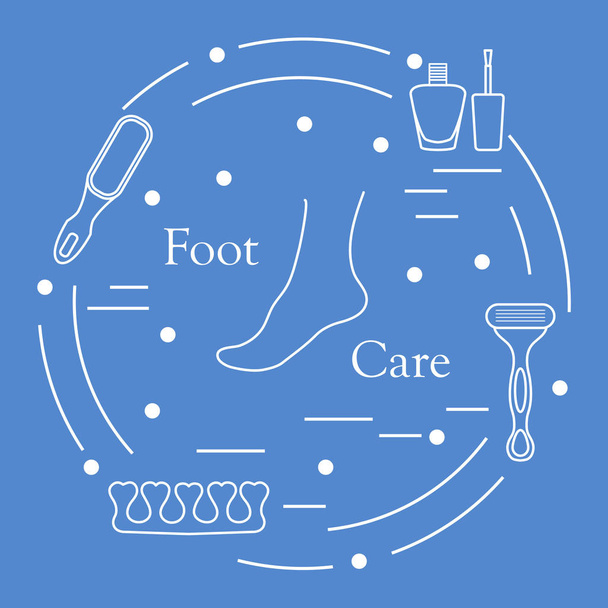 Pedicure tools and products for beauty and care. - ベクター画像