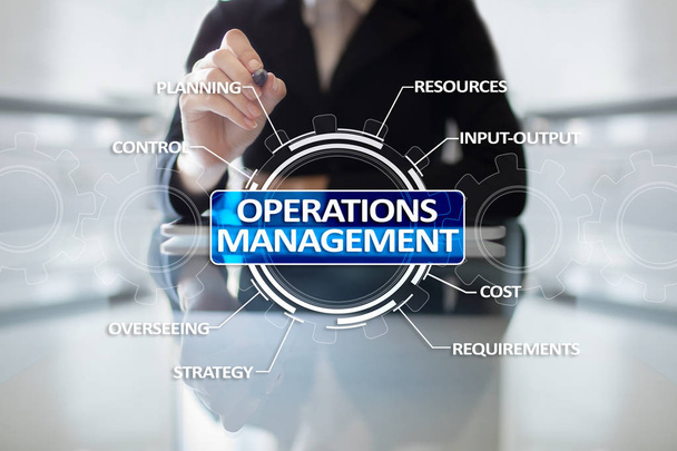 Operations management business en technologie concept op virtueel scherm. - Foto, afbeelding