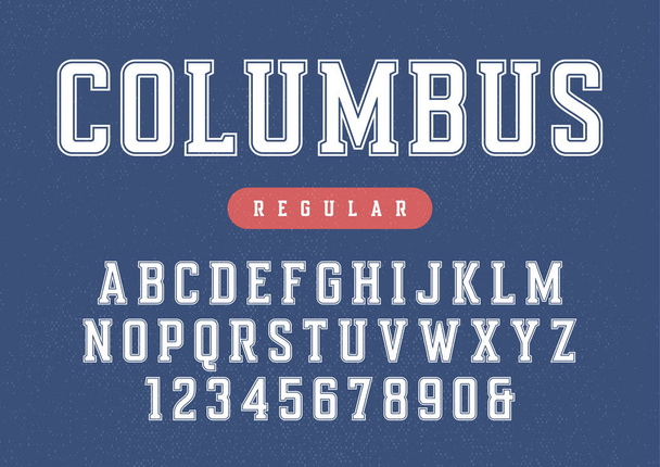 Columbus vector condensed retro sports typeface, uppercase lette - Vector, Image