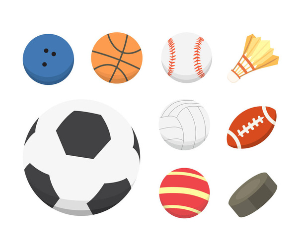 Векторний мультиплікаційний барвистий набір кульок. іконки спортивних кульок ізольовані
 - Вектор, зображення