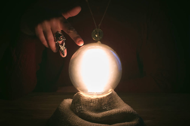 Crystal ball and fortune teller hands. Divination concept. The spiritual seance. Future reading. - Φωτογραφία, εικόνα