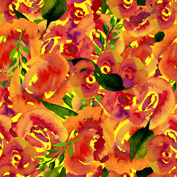 Watercolor Floral Repeat Pattern. Can be used as a Print for Fabric, Background for Wedding Invitation - Фото, изображение