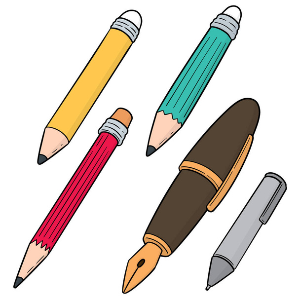 Σύνολο διανυσμάτων στυλό και μολύβι - Διάνυσμα, εικόνα