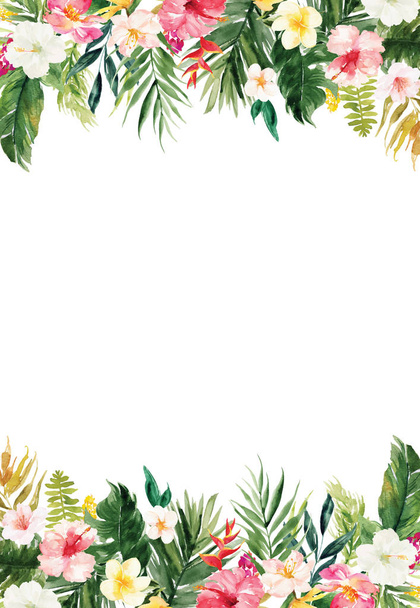 White blank paper background with plants and flowers border - Vector, Image