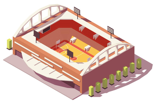 Estadio isométrico del baloncesto del poli bajo del vector
 - Vector, imagen