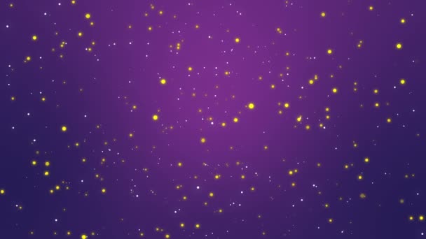 Hvězdnou noční oblohu animace se jiskřivě bílé a žluté světlo částic na tmavě fialovém pozadí. - Záběry, video