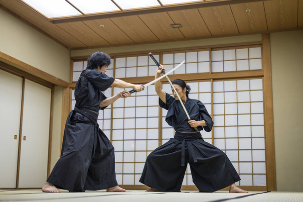 Samurai training in a traditional dojo in Tokyo - Valokuva, kuva