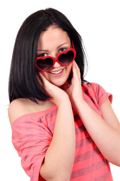 Beautiful teenage girl with sunglasses portrait - Foto, Imagen