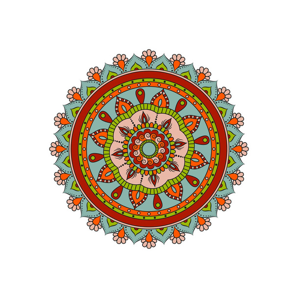 Mandala. Yuvarlak süs çiçek desenli. Dekoratif unsur. Orie - Vektör, Görsel