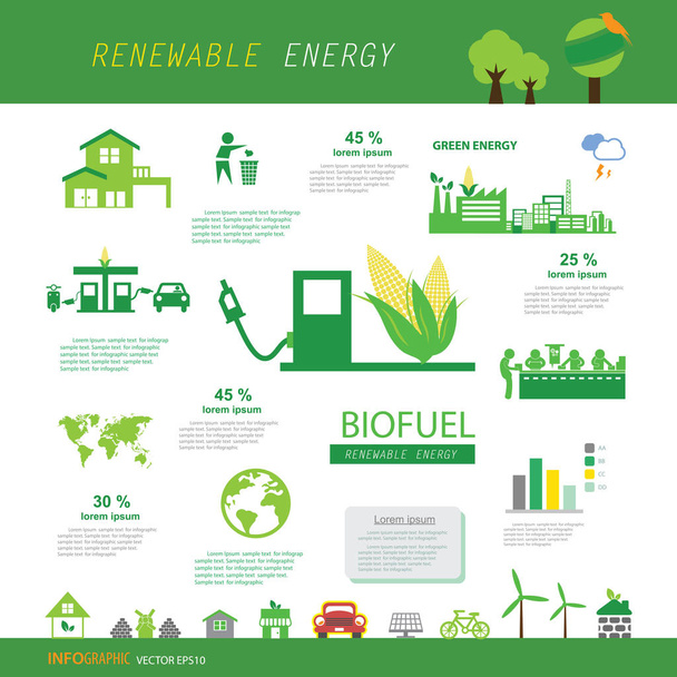 Alternative environmental friendly fuel concept, vector illustration - Vettoriali, immagini