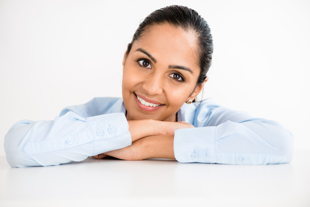 Beautiful young Indian business woman portrait happy smiling - 写真・画像