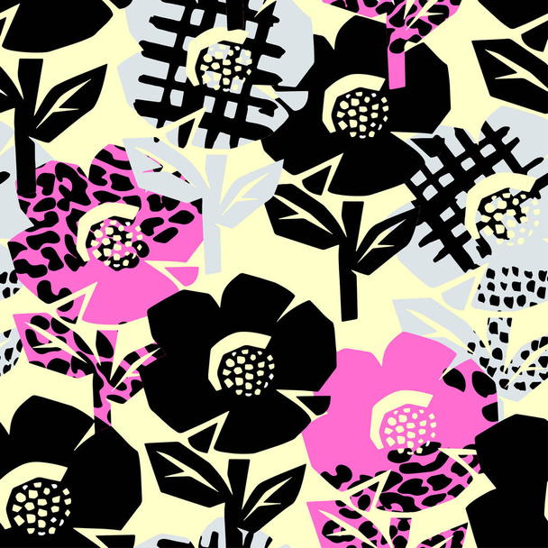 Exotic flowers seamless pattern. - Vector, Imagen