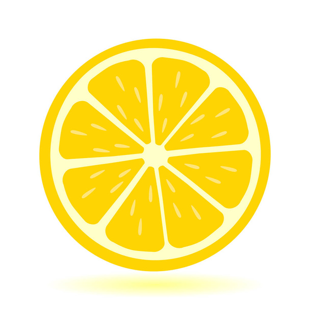 Icon lemon. Fresh lemon fruits and slice. Isolated on white background. Vector - Vektör, Görsel