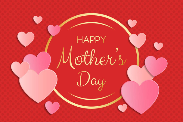 Mother's Day - poster with paper cut hearts and greetings. Vector. - ベクター画像