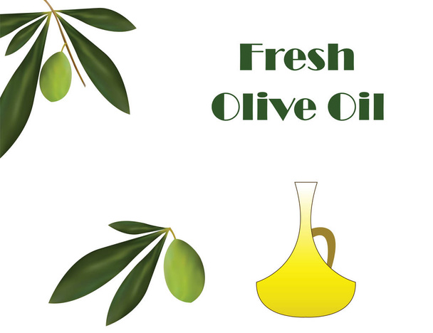 fresh olive oil vector - traditional greek olive oil advertisement - Vektör, Görsel