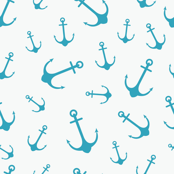 簡単なシームレス パターンのグラフィック パターン海洋テーマ。デザインのための紙テクスチャをラッピングの船のアンカー。壁紙を繰り返し、海洋のベクトルの背景 - ベクター画像