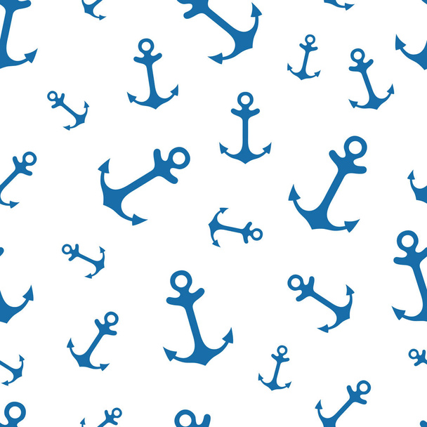 Simple graphic seamless pattern of marine themes. Anchor of ship wrapping paper texture for design. Oceanic vector background, repeating wallpaper - Vector, Imagen