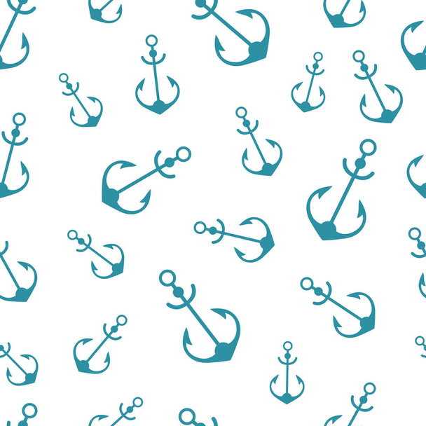 Simple graphic seamless pattern of marine themes. Anchor of ship wrapping paper texture for design. Oceanic vector background, repeating wallpaper - Vector, imagen