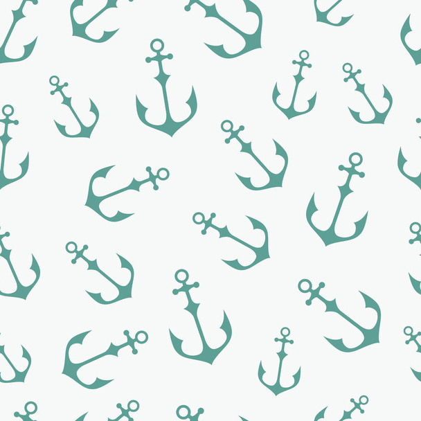 簡単なシームレス パターンのグラフィック パターン海洋テーマ。デザインのための紙テクスチャをラッピングの船のアンカー。壁紙を繰り返し、海洋のベクトルの背景 - ベクター画像