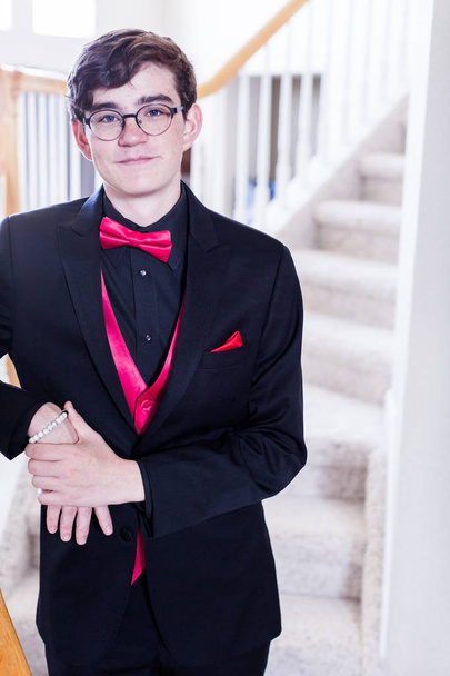 Teenager in tuxedo before prom  - 写真・画像