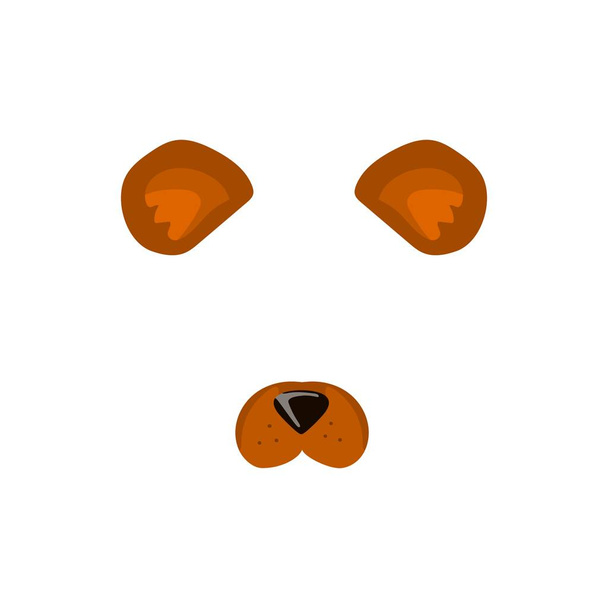 Лицо медведя. Симпатичное лицо медведя для карнавальной маски. Декоративный элемент для мобильных приложений, селфи фото. Векторная иллюстрация на белом фоне
. - Вектор,изображение