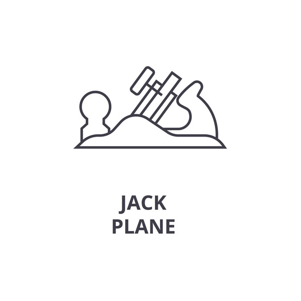 Jack samolot wektor linii ikona, znak, ilustracja na tle, edytowalne obrysy - Wektor, obraz