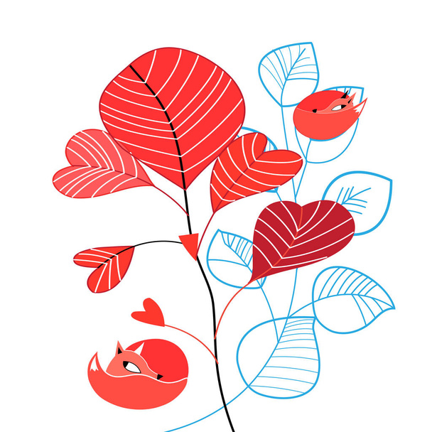 Векторная иллюстрация необычного рисунка из красных лис
 - Вектор,изображение