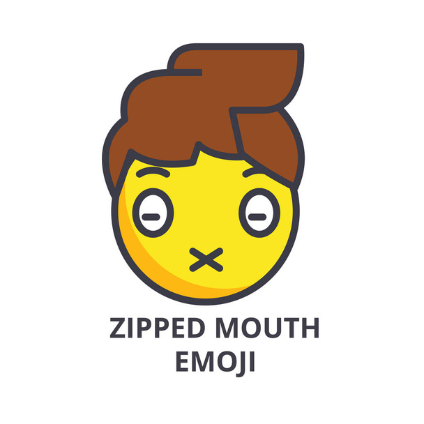 Bouche zippée emoji vecteur ligne icône, signe, illustration sur fond, touches modifiables
 - Vecteur, image