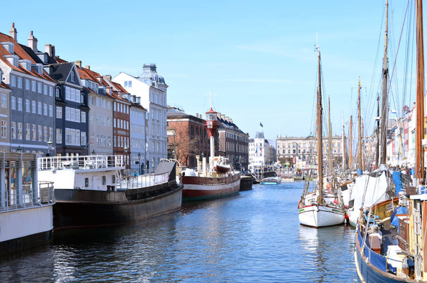 Nyhavn v Copenhagen.Travel do Evropy za jaro, Kodaň Dánsko----- - Fotografie, Obrázek
