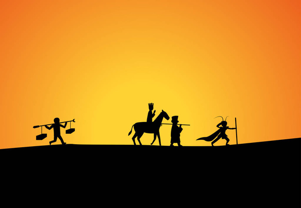 Journey to the West in silhouette art vector - Vector, Image