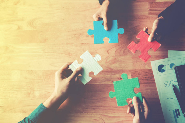 Teamwork meeting Business Jigsaw Puzzle solution together concep - Fotografie, Obrázek