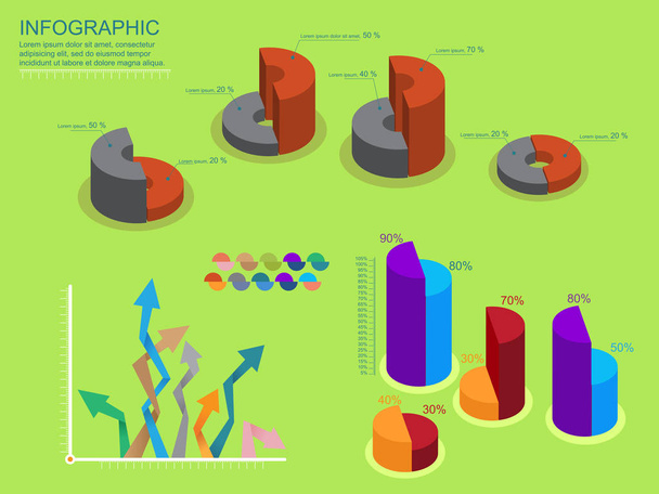 バー グラフのベクトル、3 d、背景、多色 - ベクター画像