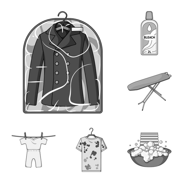 Vegytisztítás berendezések monokróm ikonok beállítása gyűjtemény design. Mosás és vasalás ruhát vektor szimbólum állomány honlap illusztráció. - Vektor, kép